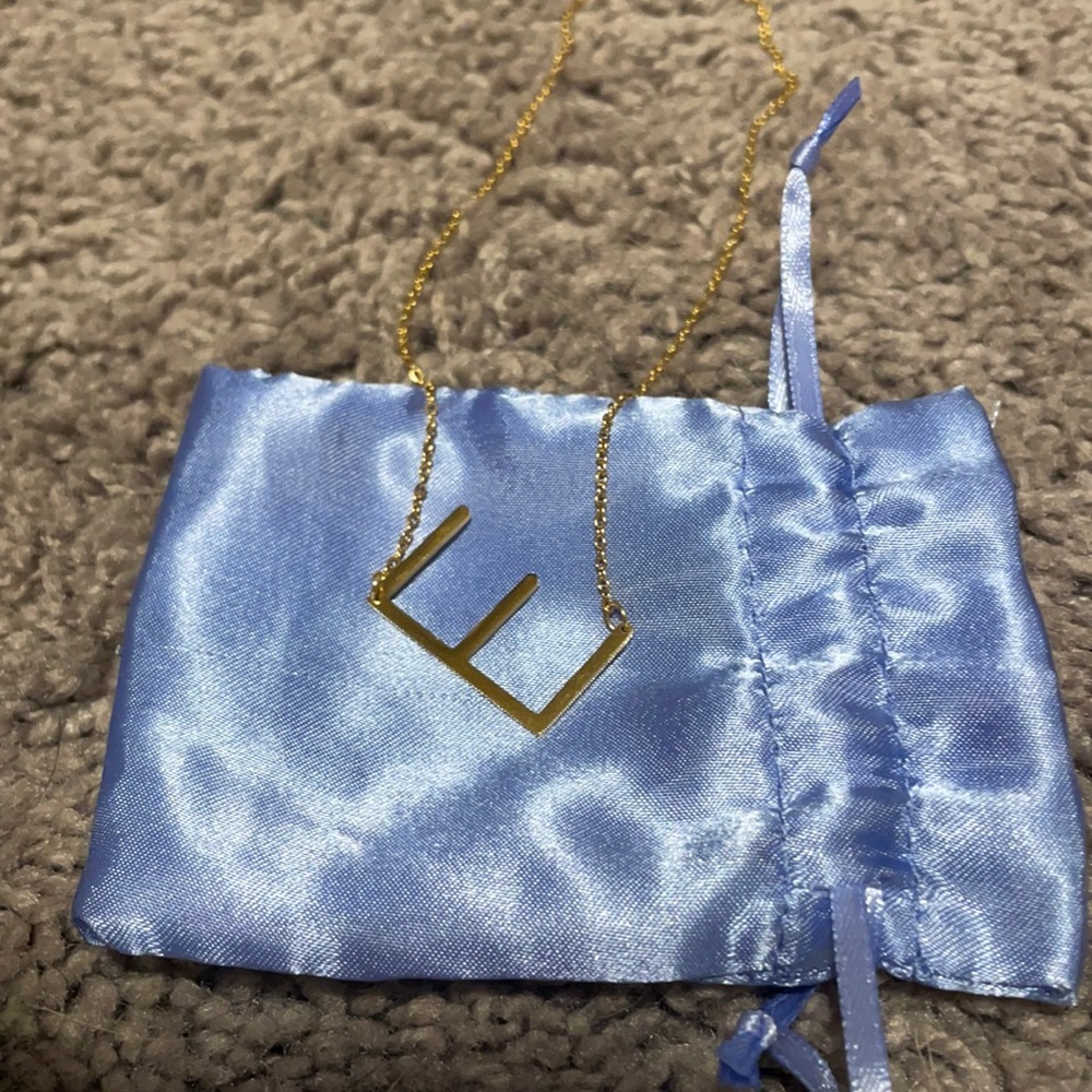 E initial gold necklace